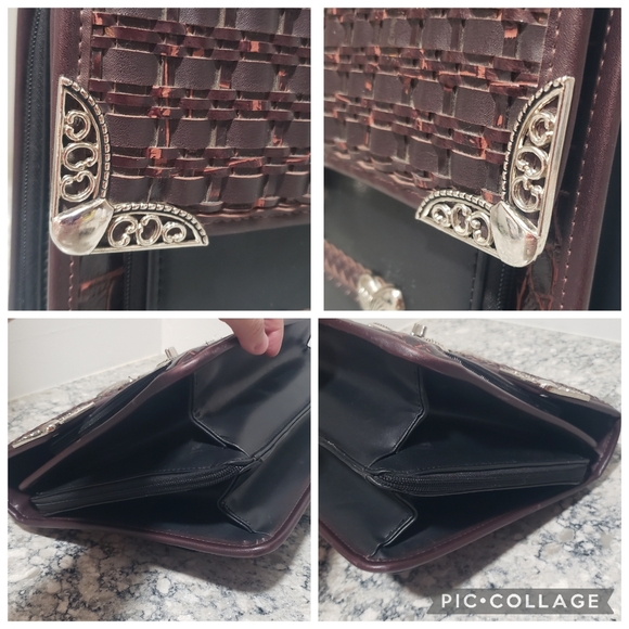 Western Croc Embossed Weaved Turnlock Briefcase Organizer Crossbody Purse - Picture 8 of 15